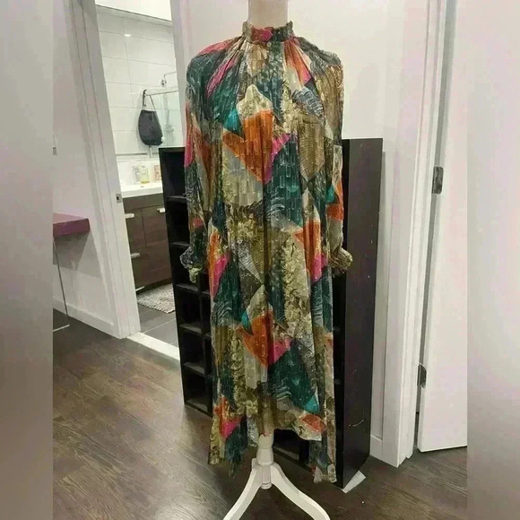 KILLA GATHERED PRINTED FIL COUPÉ GEORGETTE MIDI DRESS ORIGINAL COST $650 - Picture 12 of 15